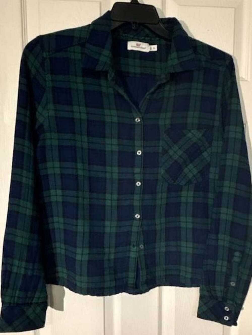 vineyard vines Plaid Flannel Shirt Size XL Green Blue Long Sleeve Button Down